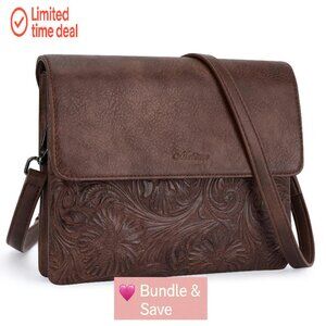 Vegan Leather Crossbody Bag with Phone Pocket, Adjustable Strap, Triple